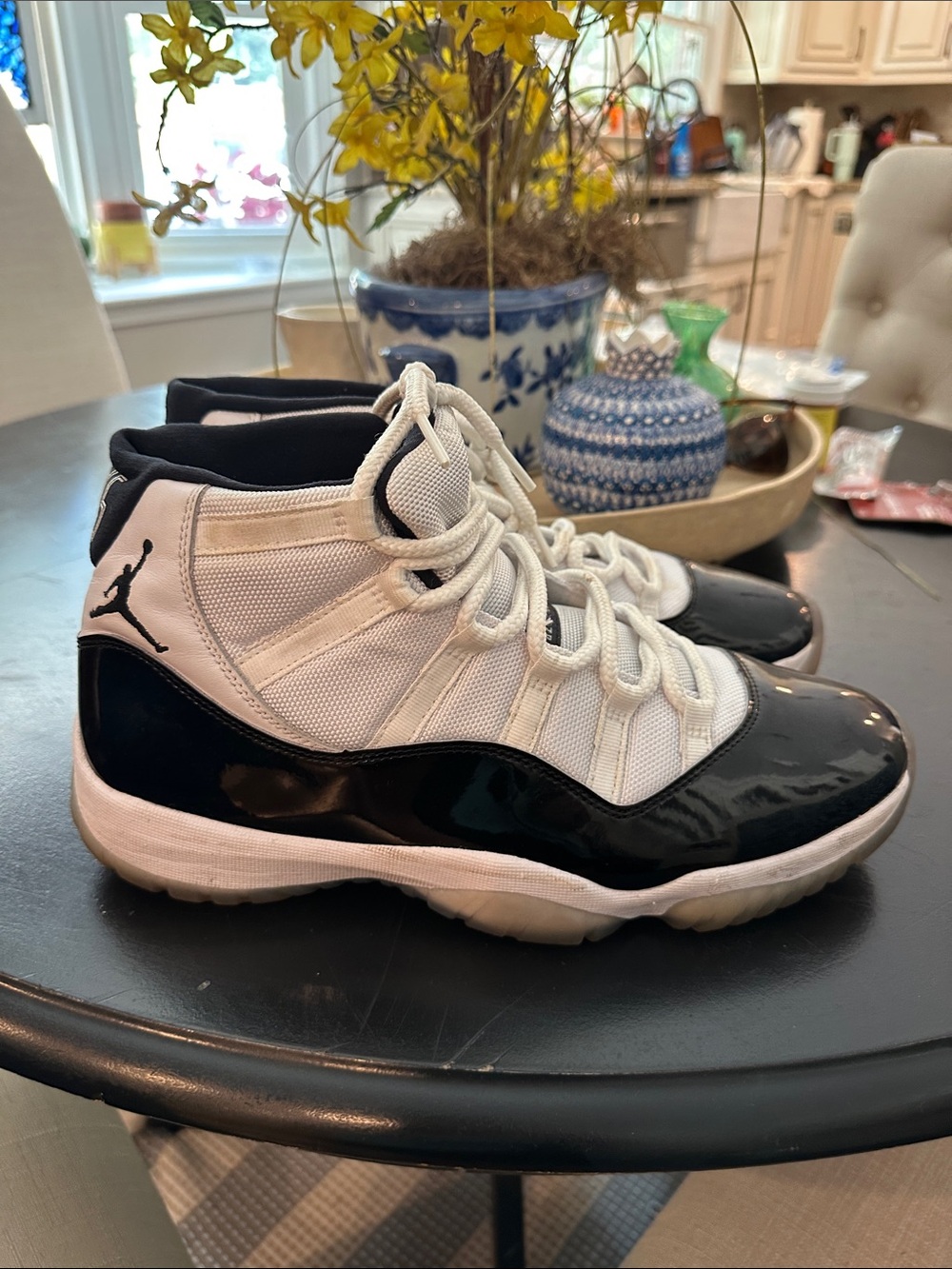 Jordan concord  45 Black and White Retro High-Top Sneakers 11.5